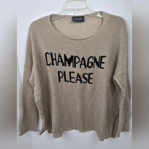 Wooden Ships By Paola Beunoia Beige Sweater - "Champagne Please" Size XS